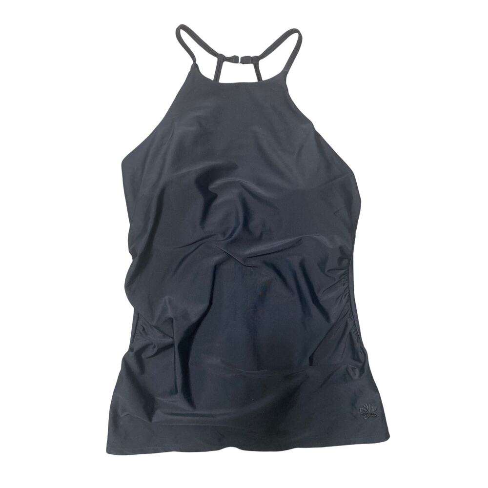 Hapari black high neck strappy tankini swim top size XL